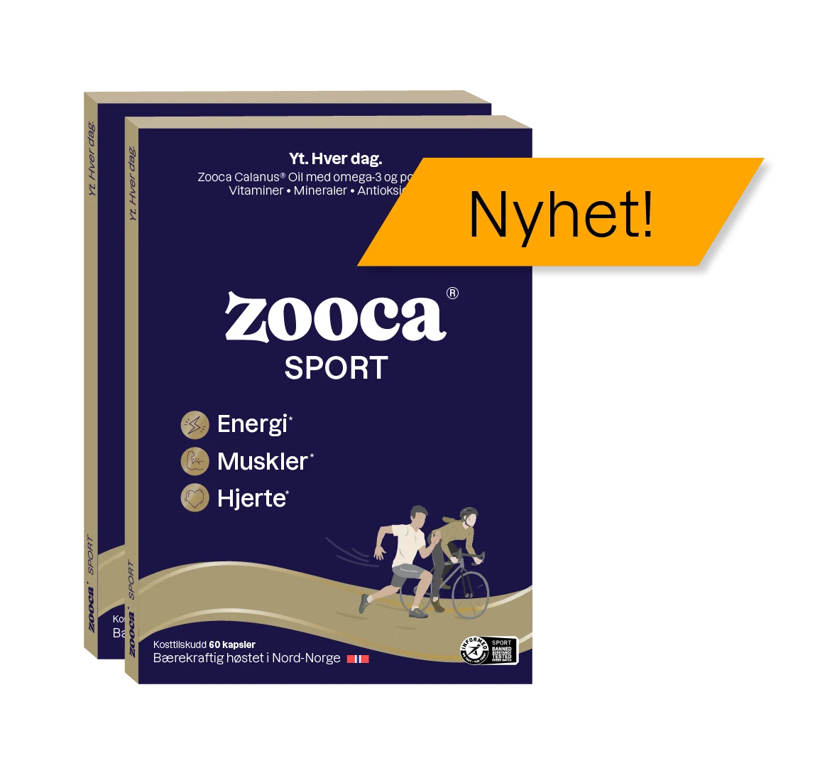 Zooca Sport packshot, 2 esker, rombe med nyhet